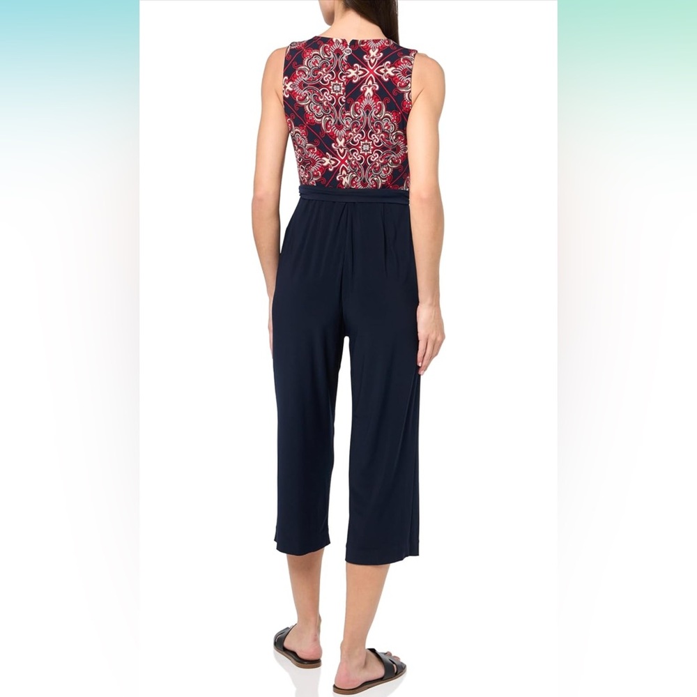 Tommy Hilfiger Women's Bandana Tie Waist Sleeveless Jumpsuit - Picture 3 of 10